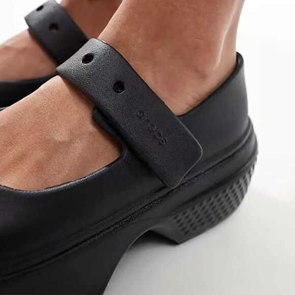 New Womens CROCS STOMP MARY JANE SANDAL 209939-060 BLACK US SIZE W 7 - Picture 4 of 8